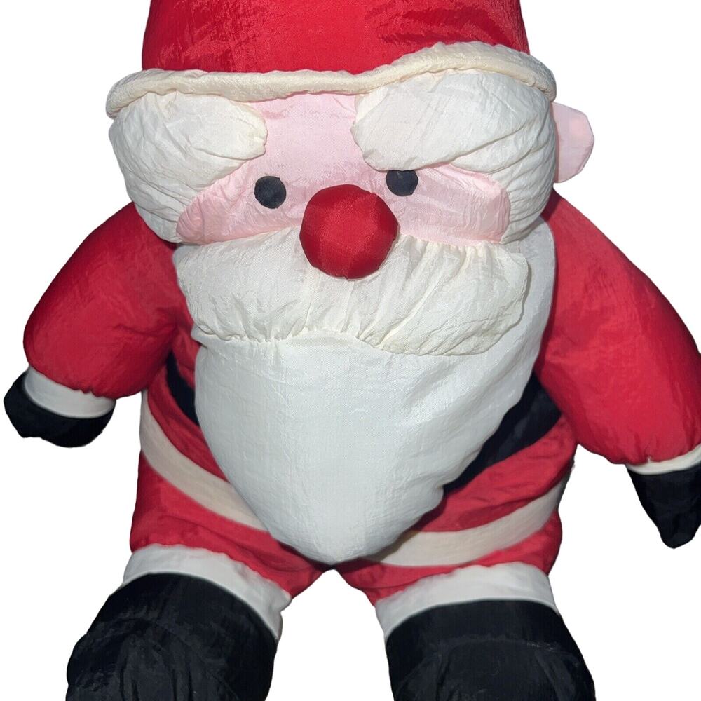 Vintage Puffy Pluffy Santa‎ Claus Christmas Plush Stuffed Toy 21" Nylon Squishy